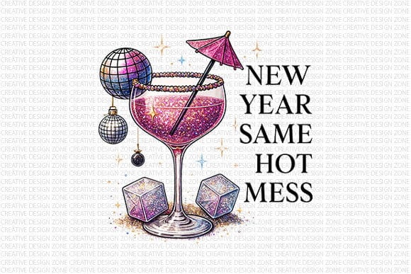 Funny New Year PNG Same Hot Mess Cocktail Design SVG BillahCrafts 