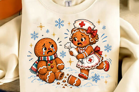 Funny Nurse Gingerbread Christmas PNG Sublimation SVGista 