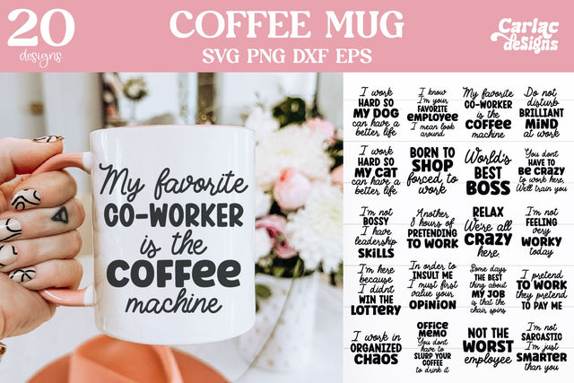 Funny Office Coffee Mug Bundle SVG Carla C Designs 