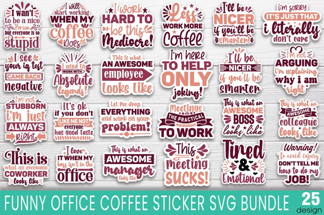 Funny Office Coffee sticker SVG Bundle SVG Angelina750 