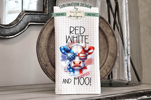 Funny Patriotic Cows - Kitchen Towel Sublimation Designs Sublimation Ewe-N-Me Designs 
