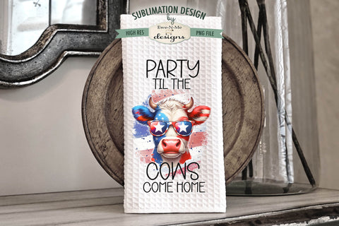 Funny Patriotic Cows - Kitchen Towel Sublimation Designs Sublimation Ewe-N-Me Designs 