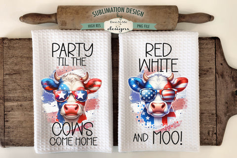 Funny Patriotic Cows - Kitchen Towel Sublimation Designs Sublimation Ewe-N-Me Designs 