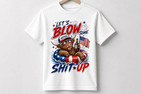 Funny Patriotic Highland Cow PNG Party Sublimation Design SVG BillahCrafts 