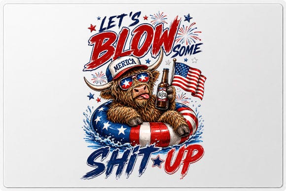 Funny Patriotic Highland Cow PNG Party Sublimation Design SVG BillahCrafts 