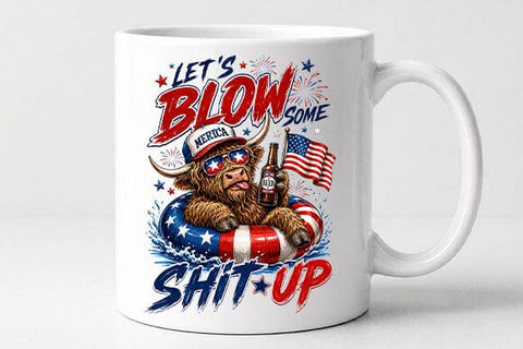 Funny Patriotic Highland Cow PNG Party Sublimation Design SVG BillahCrafts 