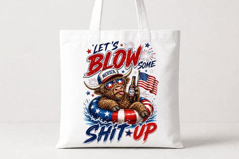 Funny Patriotic Highland Cow PNG Party Sublimation Design SVG BillahCrafts 