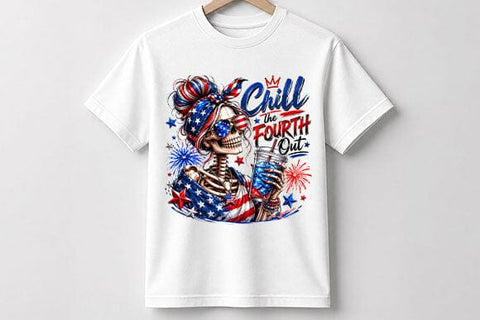 Funny Patriotic Skeleton Woman PNG Fourth of July Sublimation Design SVG BillahCrafts 