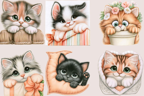 Funny Peeking Cat Clipart PNG Bundle Sublimation SVGArt 