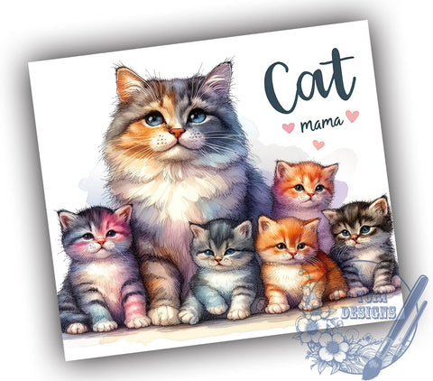 Funny Peeking Cats Mama 20oz Skinny Tumbler, Cats MOM Tumbler Png, Straight & Tapered Tumbler Wrap, Instant Digital Download Sublimation ToriDesigns 