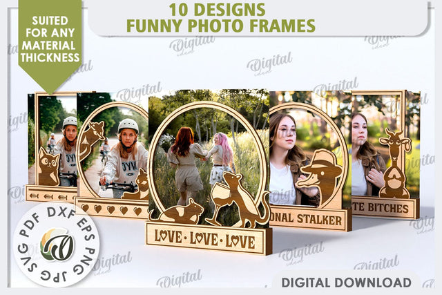 Funny Photo Frames Laser Cut Bundle. 3D Photo Frames SVG SVG Evgenyia Guschina 