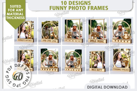 Funny Photo Frames Laser Cut Bundle. 3D Photo Frames SVG SVG Evgenyia Guschina 