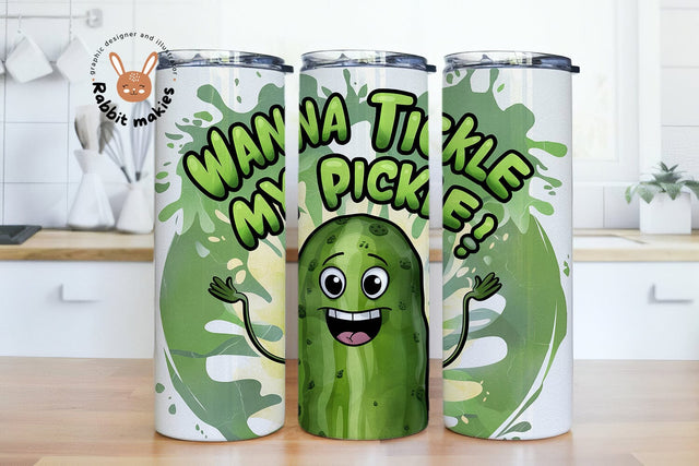Funny Pickles Tumbler Wrap PNG Digital Download, Wanna Tickle My Pickle 20oz Tumbler Sublimation Template Sublimation Rabbitmakies 