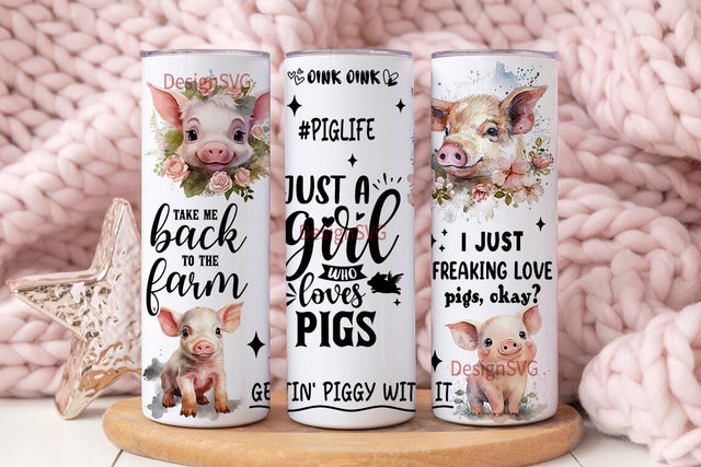 Funny Pig 20oz Skinny Tumbler Wrap, Sublimation Design, Digital Download PNG, Farm Life Tumbler Wrap PNG, Country Girl Tumbler PNG Sublimation DesignSVG 