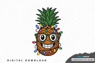 Funny pineapple with christmas lights sublimation png design Sublimation Regulrcrative 
