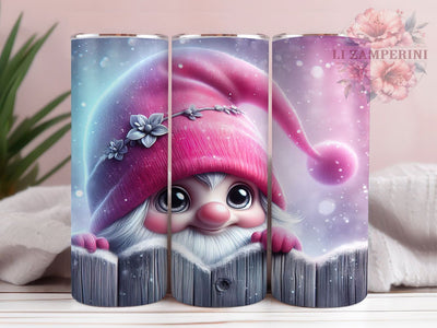 Funny Pink Christmas Gnome Tumbler, Pink Christmas Gnome, Cute Holiday Gnome, 20Oz Wrap Design, Christmas Sublimation, Whimsical Gnome Art, Festive Pink Theme Sublimation Li Zamperini 