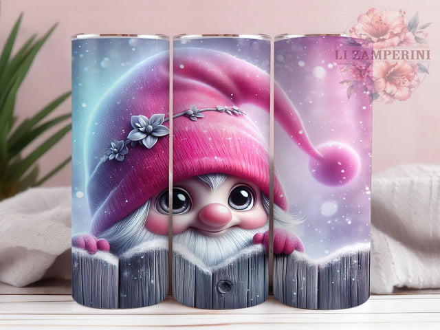 Funny Pink Christmas Gnome Tumbler, Pink Christmas Gnome, Cute Holiday Gnome, 20Oz Wrap Design, Christmas Sublimation, Whimsical Gnome Art, Festive Pink Theme Sublimation Li Zamperini 