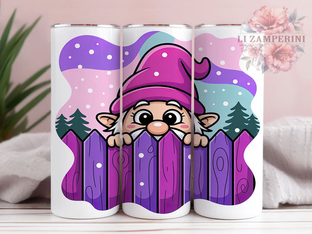 Funny Pink Christmas Gnome Tumbler, Pink Christmas Gnome, Cute Holiday Gnome, 20Oz Wrap Design, Christmas Sublimation, Whimsical Gnome Art, Festive Pink Theme Sublimation Li Zamperini 