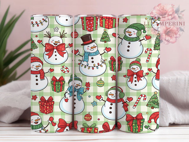 Funny Plaid Snowman Christmas Tumbler, Christmas Plaid Wrap, Holiday Pattern Sublimation Design, Cute Snowman Cup, 20Oz Skinny Tumbler Wrap, Festive Plaid Mug, Humorous Christmas Design Sublimation Li Zamperini 