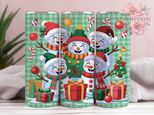 Funny Plaid Snowman Christmas Tumbler, Christmas Plaid Wrap, Holiday Pattern Sublimation Design, Cute Snowman Cup, 20Oz Skinny Tumbler Wrap, Festive Plaid Mug, Humorous Christmas Design Sublimation Li Zamperini 