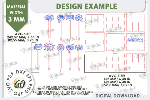 Funny Plant Markers With Box Laser Cut. Garden Stakes SVG SVG Evgenyia Guschina 