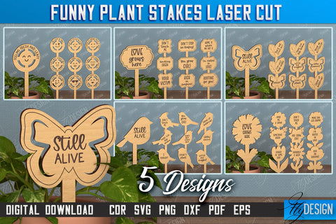 Funny Plant Stakes Bundle | Garden Decoration | Lawn Stake | Garden Stakes | CNC Files SVG Fly Design 