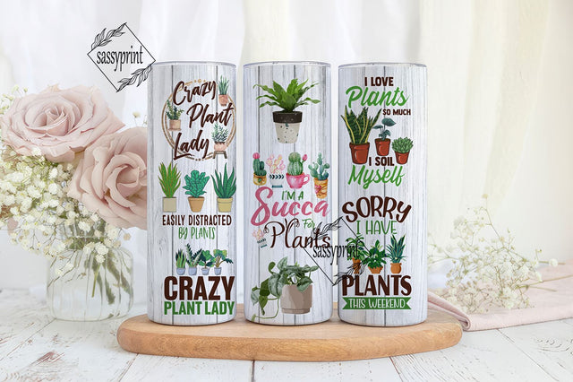 Funny Plant Sublimation Wrap PNG Gardener 4in1 Cooler Tumbler Cup Wrap Gardening Design Digital Download Crazy Plant Lady Sublimation sassyprint 