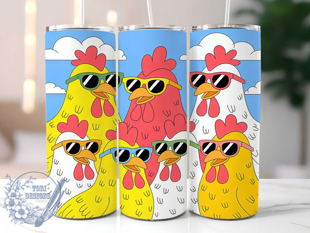 Funny Quirky Chicken Tumbler, Silly Hen Pattern, Quirky Farm Design, 20Oz Sublimation Wrap, Humorous Chicken Art, Cute Poultry Texture, Tumbler Sublimation Sublimation ToriDesigns 
