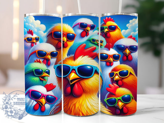 Funny Quirky Chicken Tumbler, Silly Hen Pattern, Quirky Farm Design, 20Oz Sublimation Wrap, Humorous Chicken Art, Cute Poultry Texture, Tumbler Sublimation Sublimation ToriDesigns 