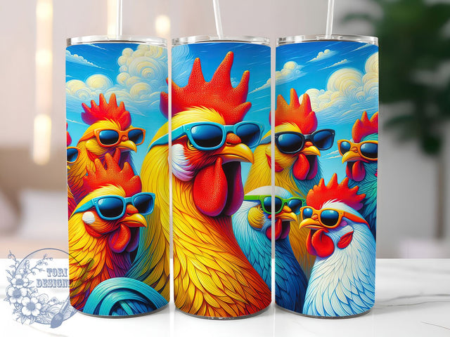 Funny Quirky Chicken Tumbler, Silly Hen Pattern, Quirky Farm Design, 20Oz Sublimation Wrap, Humorous Chicken Art, Cute Poultry Texture, Tumbler Sublimation Sublimation ToriDesigns 