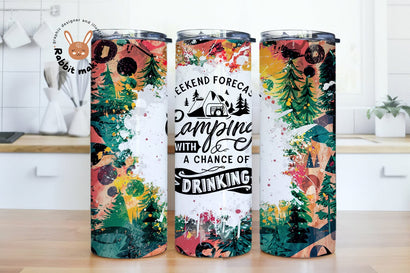 Funny Quote Leopard Pine trees Camper 0oz Skinny Tumbler Design, Camping Sublimation Design Sublimation Rabbitmakies 