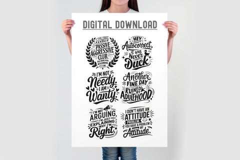 Funny Quotes SVG Bundle | 20 Sarcastic & Sassy SVG Designs SVG TonisArtStudio 