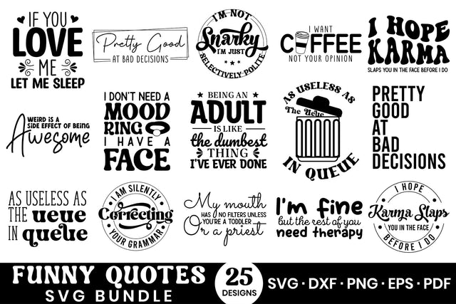Funny Quotes SVG Bundle SVG CraftLabSVG 