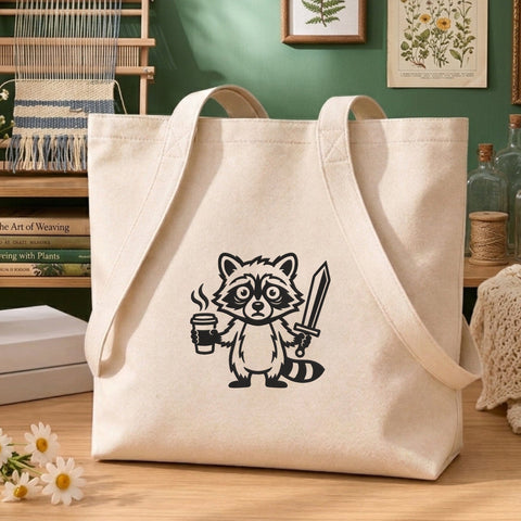 Funny Raccoon Embroidery Design – Coffee and Sword Raccoon Cartoon Animal Machine Embroidery File Embroidery/Applique DESIGNS PatternFeed8 