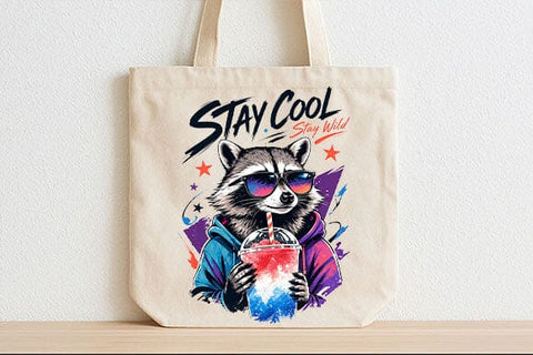 Funny Raccoon PNG Stay Cool Stay Wild Sublimation Design SVG BillahCrafts 