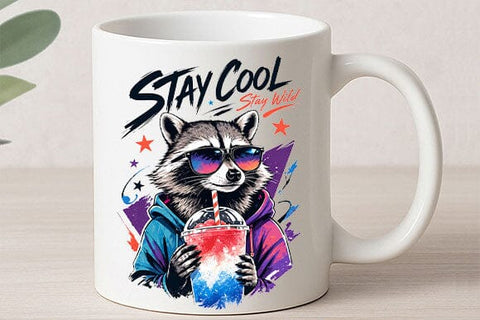 Funny Raccoon PNG Stay Cool Stay Wild Sublimation Design SVG BillahCrafts 