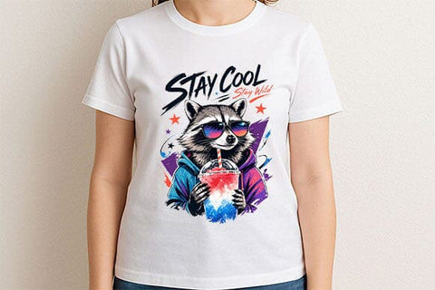 Funny Raccoon PNG Stay Cool Stay Wild Sublimation Design SVG BillahCrafts 
