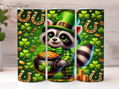 Funny Raccoon St Patrick's Day 20oz Tumbler Sublimation, Funny St Patricks Design, Cute Animal Tumbler, Irish Raccoon Design, Novelty Tumbler Wrap Sublimation Lara' s Designs 
