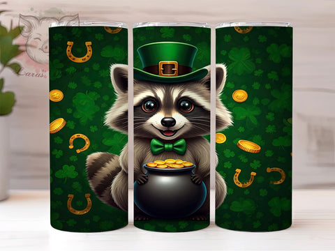 Funny Raccoon St Patrick's Day 20oz Tumbler Sublimation, Funny St Patricks Design, Cute Animal Tumbler, Irish Raccoon Design, Novelty Tumbler Wrap Sublimation Lara' s Designs 