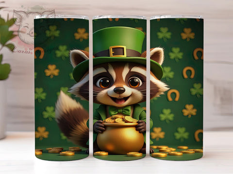 Funny Raccoon St Patrick's Day 20oz Tumbler Sublimation, Funny St Patricks Design, Cute Animal Tumbler, Irish Raccoon Design, Novelty Tumbler Wrap Sublimation Lara' s Designs 