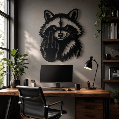 Funny Raccoon With Middle Finger Laser SVG | Rude Raccoon Metal Wall Art DXF | CNC Plasma Cut File | Laser Cut Svg | Instant Download SVG HappyDesignStudio 