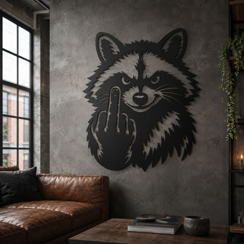 Funny Raccoon With Middle Finger Laser SVG | Rude Raccoon Metal Wall Art DXF | CNC Plasma Cut File | Laser Cut Svg | Instant Download SVG HappyDesignStudio 