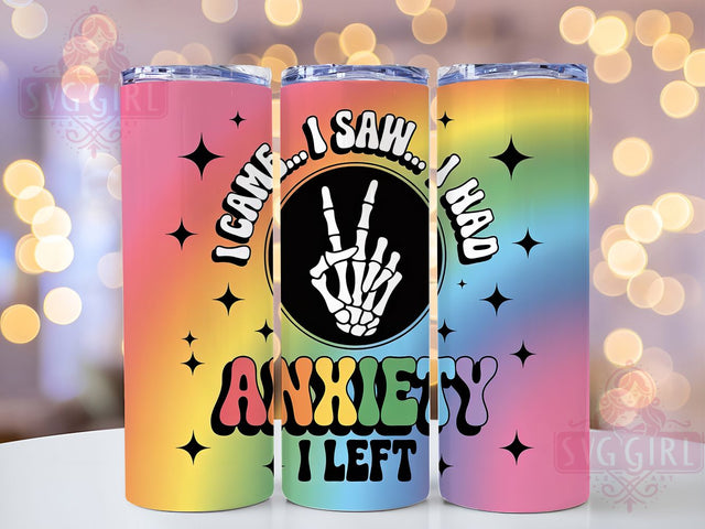 Funny Rainbow Anxiety Humor Tumbler, Rainbow Quote Cup, Funny Mental Health Wrap, Relatable Sublimation Design, Colorful Sarcastic Drinkware, Humorous Gift For Friends, Quirky Rainbow Tumbler Sublimation SvggirlplusArt 