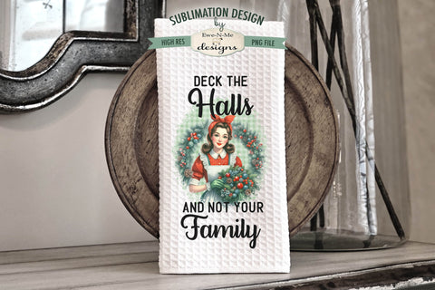 Funny Retro Christmas Housewife | Kitchen Towel Sublimation Sublimation Ewe-N-Me Designs 