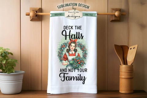 Funny Retro Christmas Housewife | Kitchen Towel Sublimation Sublimation Ewe-N-Me Designs 