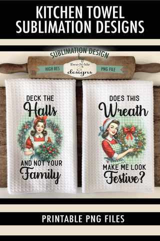 Funny Retro Christmas Housewife | Kitchen Towel Sublimation Sublimation Ewe-N-Me Designs 