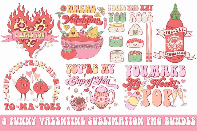Funny Retro Valentine's Day PNG Bundle Sublimation Cut file Sublimation Freeling Design House 