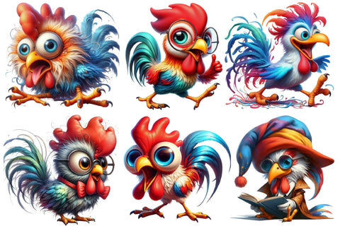 Funny Rooster Sublimation Clipart Bundle Sublimation designartist 
