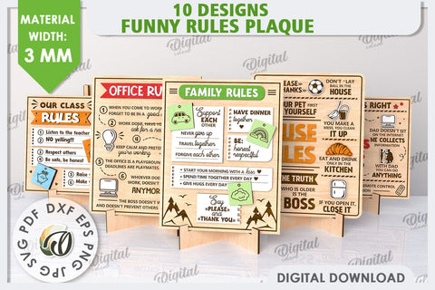 Funny Rules Plaques Laser Cut Bundle. Rules Sign SVG SVG Evgenyia Guschina 