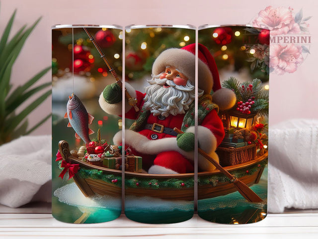 Funny Santa Christmas Fishing Tumbler, Christmas Fishing Wrap, Festive Santa Sublimation, Holiday Fisherman Cup, 20Oz Skinny Tumbler Wrap, Funny Santa Mug, Outdoor Christmas Design Sublimation Li Zamperini 